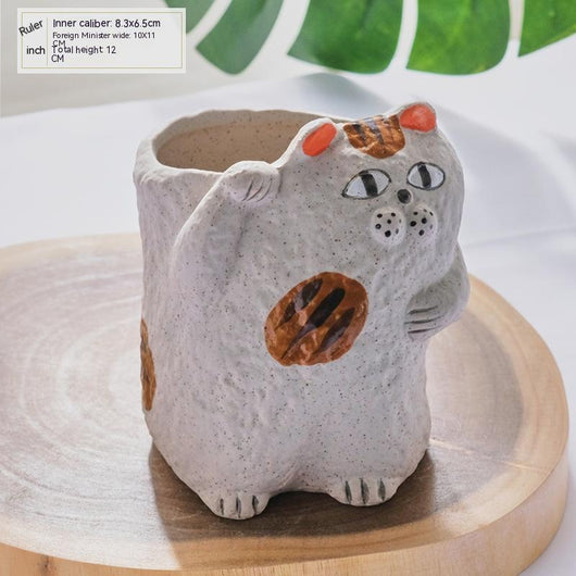 Maceta de Cerámica Gato Cartoon para Suculentas - Image 5