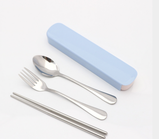 Set de Cubiertos Portátil de Acero Inoxidable con Estuche - 3 Piezas para Viajeros - Image 2