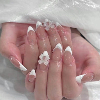 Uñas Acrílicas Cortas con Cristales Brillantes - Acabado Glossy