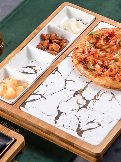 Plato Cuadrado de Cerámica Estilo Nórdico para Pizzas y Aperitivos - Image 9