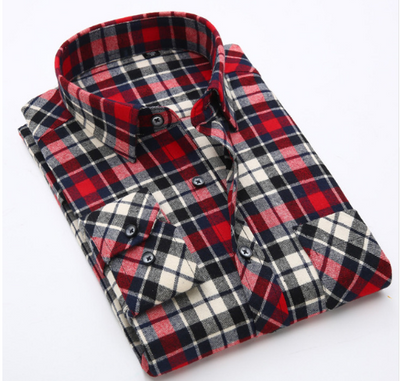Camisa de Algodón a Cuadros para Hombre Talla Grande - Manga Larga Clásica - Image 11