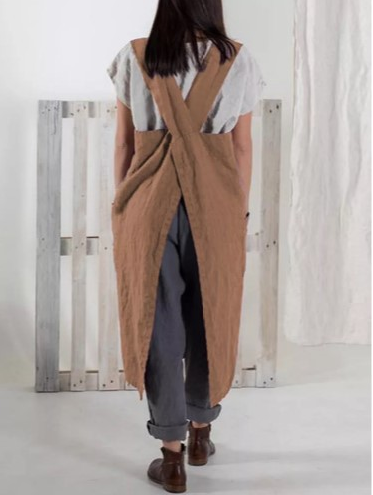 Vestido Talla Grande Otoño Invierno sin Mangas con Bolsillos y Tirantes - Image 3