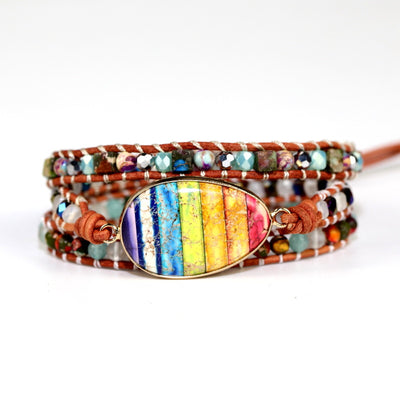 Pulsera de Cuero Tejida a Mano con Capas Energéticas Imperial Stone - Image 8