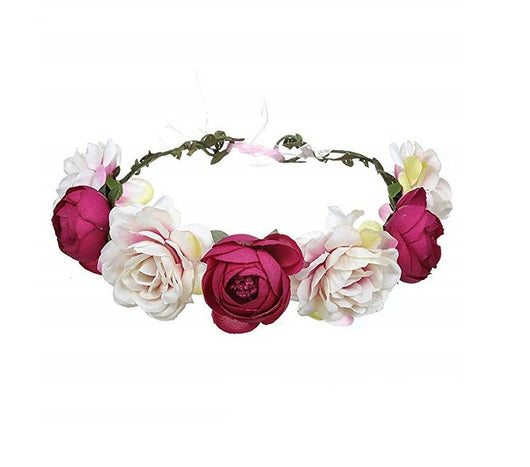 Diadema Nupcial de Rosas Rojas - Flores Artificiales para Playa y Viajes - Image 6