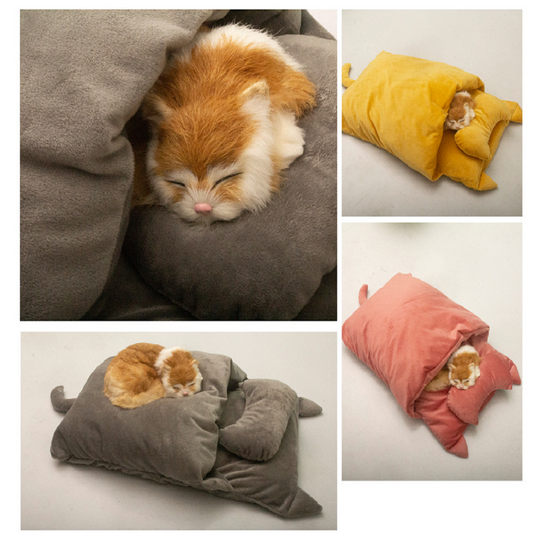 Saco de Dormir Térmico para Gatos - Cama Abrigada Estilo Japonés