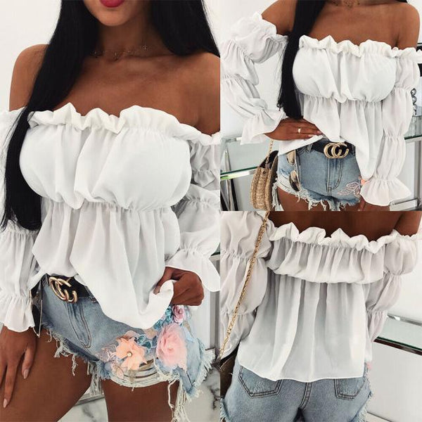 Blusa Larga Ajustada de Color Sólido para Mujer