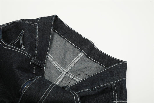 Pantalones Vaqueros Rectos con Parches de Contraste para Hombre - Image 21