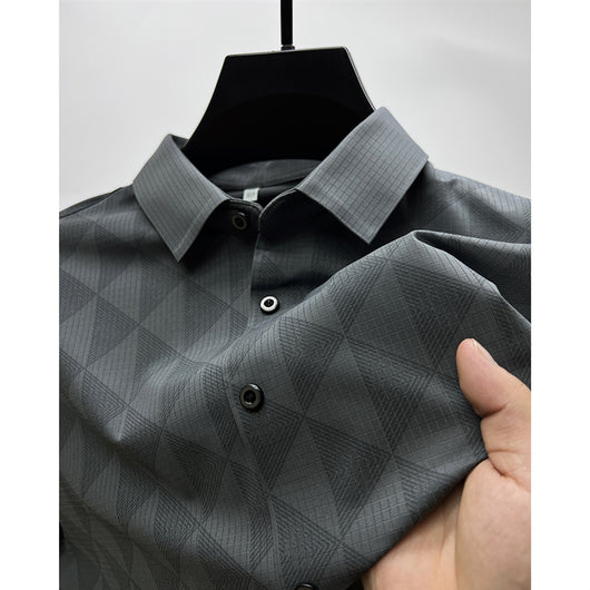Camisa Manga Larga Ice Silk Slim Fit para Hombre - Image 7