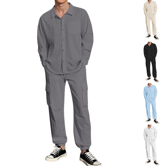 Traje Overol Lino con Solapa y Mangas Largas - Image 6