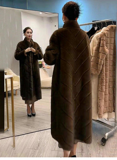 Abrigo de Piel Sintética para Mujer - Elegante Largo Medio Invierno - Image 18