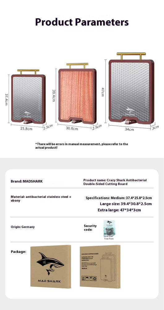 Tabla de Corte Doble Cara Acero Inoxidable Premium con Mango Ébano - Image 7
