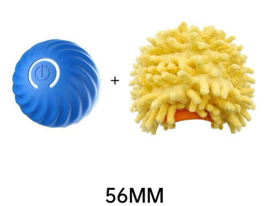 Blue gravitational jumping pet ball with a power button, shown next to an orange replacement shell for the toy. - Image 23
