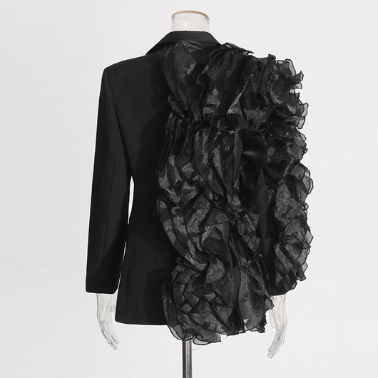 Blazer Mujer Diseño Asimétrico con Volantes en Tul - Image 4