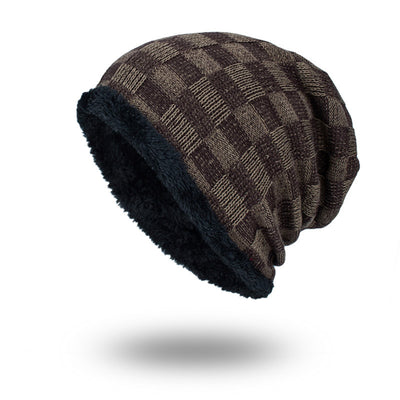 Gorro de Lana Tejida con Terciopelo - Contraste de Colores