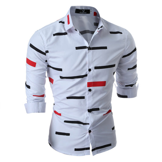 Camisa Estampada Geométrica Primavera para Hombre - Diseño Moderno