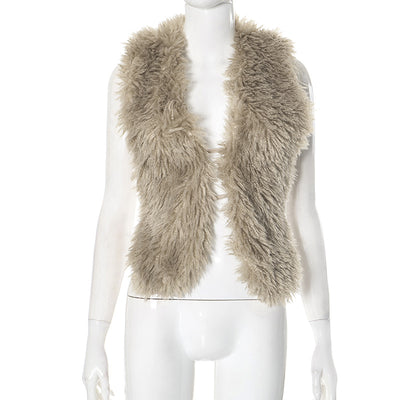 Chaleco Halter Escotado con Cuello de Pelaje - Image 5