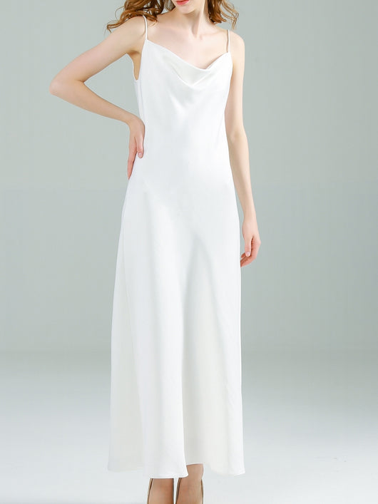 Vestido Retro de Satén con Tirantes y Cuello Camisero - Image 5