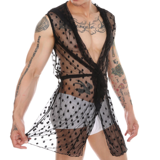 Bata de Dormir Transparente con Encaje para Hombre - Image 37