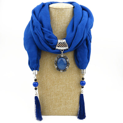 Bufanda Étnica Pavo Real con Borla de Gema - Chal Otoño Invierno para Mujer - Image 13