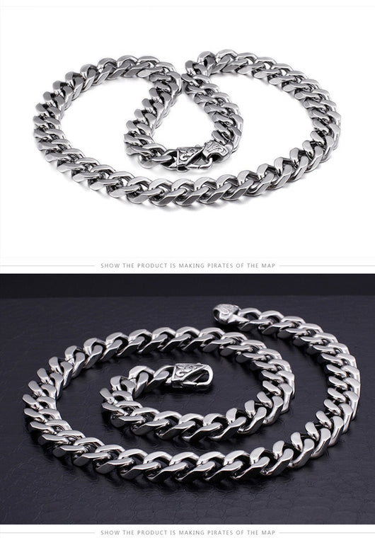 Collar de Acero Titanio Cadena Gruesa Estilo Caballo para Hombre - Image 5
