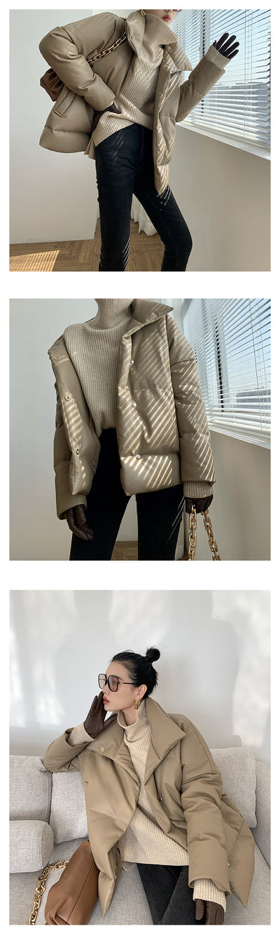 Chaqueta Corta Acolchada en Khaki para Mujer - Image 11