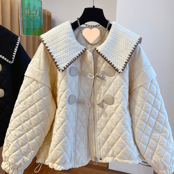 Chaqueta de Punto Suelta con Botones y Detalles Combinados para Mujer