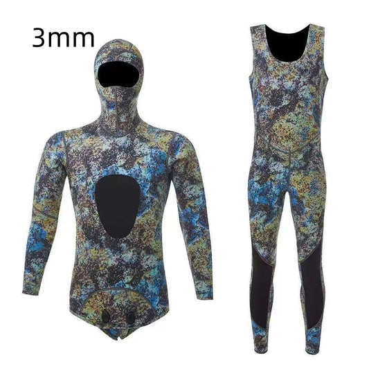 Traje de Buceo Dividido con Capucha para Hombre - Protección Térmica para Surf y Inmersión
