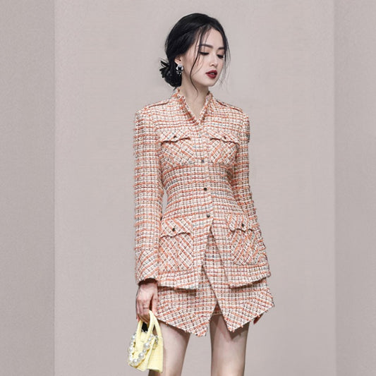 Conjunto de Falda y Chaqueta Tweed Estructura Slim - Dos Piezas Elegantes