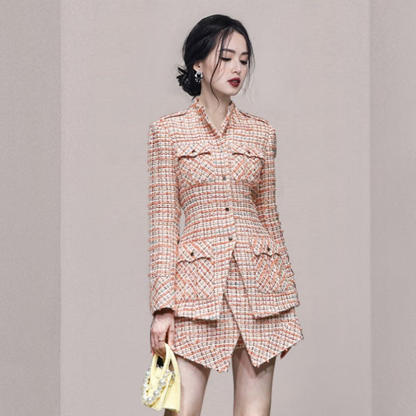 Conjunto de Falda y Chaqueta Tweed Estructura Slim - Dos Piezas Elegantes