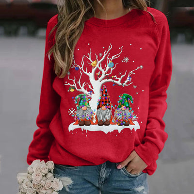 Suéter Navideño Estampado para Mujer con Cuello Redondo y Mangas Largas