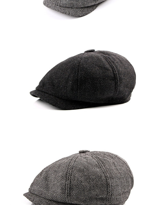 Boina Octagonal a Cuadros para Hombre - Estilo Retro Vintage - Image 9