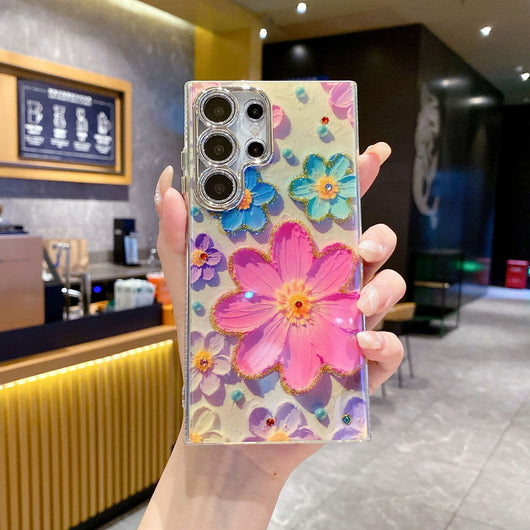 Funda para Celular con Diseño Floral de Diamantes y Protección de Lente - Image 7