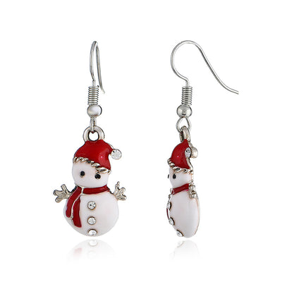 Aretes Navideños Muñeco de Nieve Brillante - Image 3