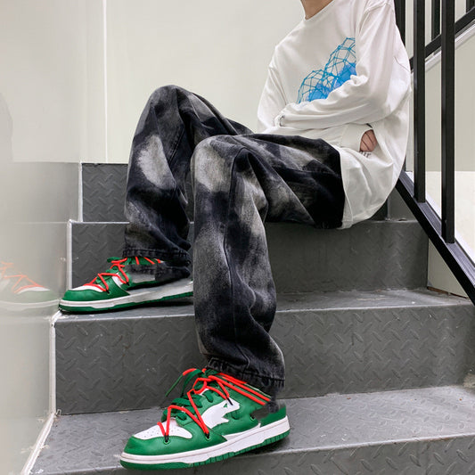 Jeans Tie-dye Oversize de Pierna Ancha y Largo