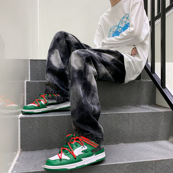 Jeans Tie-dye Oversize de Pierna Ancha y Largo