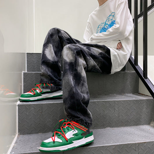 Jeans Tie-dye Oversize de Pierna Ancha y Largo