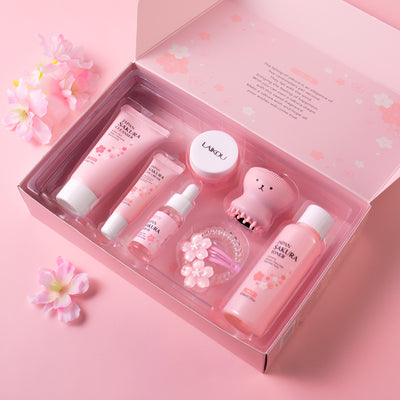 Set de Cuidado Facial Flor de Cerezo - 8 Piezas Premium
