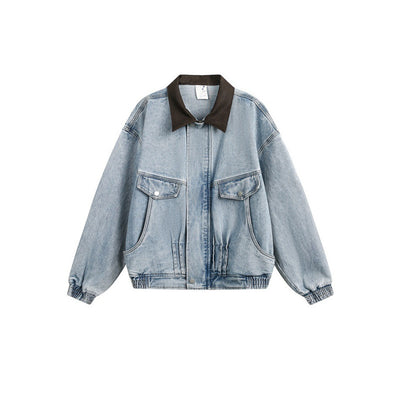 Chaqueta Denim Motociclista Holgada Deslavada para Hombre y Mujer - Image 6