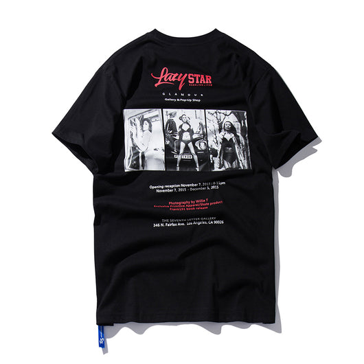 Camiseta Hip-Hop con Estampado de Belleza para Hombre