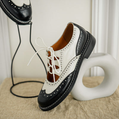 Mocasines Retro Franceses para Mujer con Cordones y Cuero Charolado Tallado - Image 10