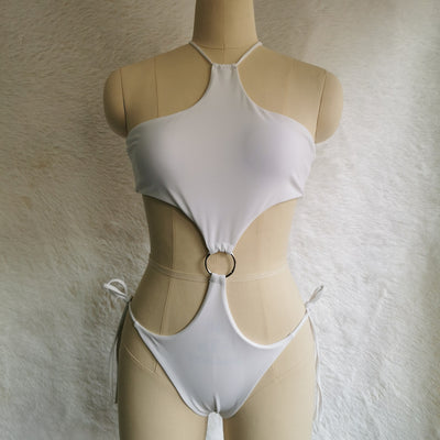Traje de Baño Enterizo de Color Liso con Doble Argolla - Image 5
