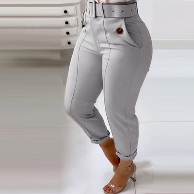 Pantalones de Cintura Alta Temperament para Commuter con Cinturón Versátil - Image 2