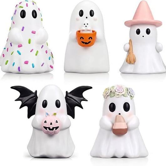 Adorno de Resina con Fantasmas y Calabazas Rosas para Halloween - Image 22