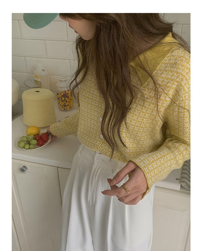 Cardigan Tejido Houndstooth con Cuello Polo para Mujer - Image 25