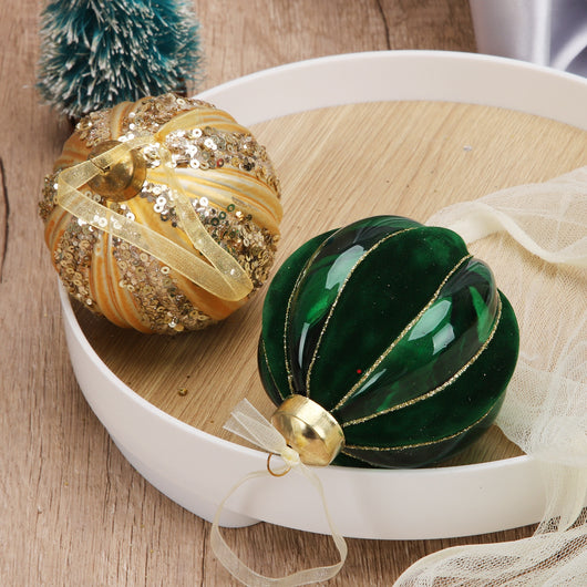 Bola de Navidad de Vidrio con Franjas Verdes y Textura Aterciopelada - Image 12
