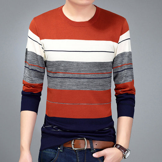 Suéter de Cuello Redondo con Bloques de Color para Hombre Joven - Image 40