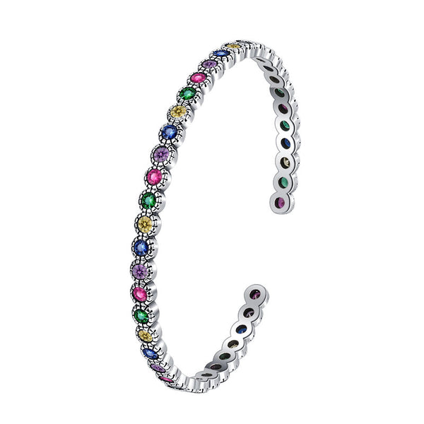 Pulsera de Plata S925 Vintage con Circonitas Multicolor y Diseño Graffiti Contrastado - Image 5