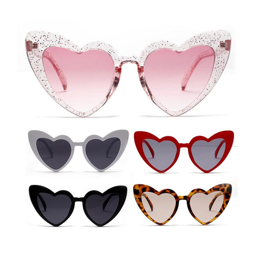 Heart-shaped tortoiseshell sunglasses with light brown lenses on a white background, perfect for women.