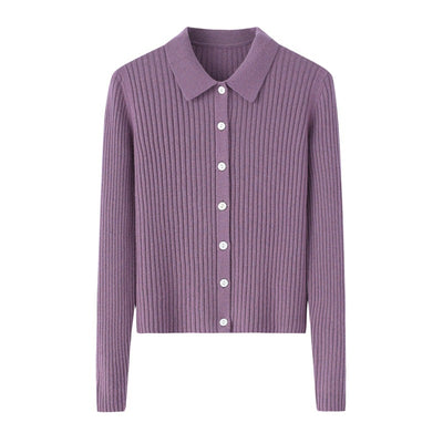 Cardigan de Cachemira Corto para Mujer - Cuello Solapa Otoño Temprano - Image 17