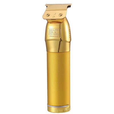 Gold electric hair clipper with a textured grip and visible model number '69' and 'MADE IN CHINA' text.